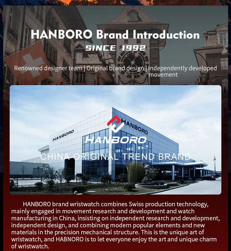 HANBORO Zhuma Mountain Peak Series Men's Fully Automatic Mechanical Watch Hollow Personalized Watch