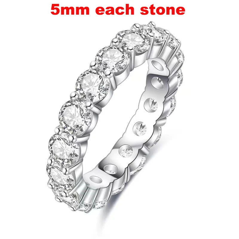 Smyoue 2-5mm Full Moissanite Ring for Women Sparkling Wedding Eternity Bands 100% S925 Sterling Silver Jewelry Classic Ring