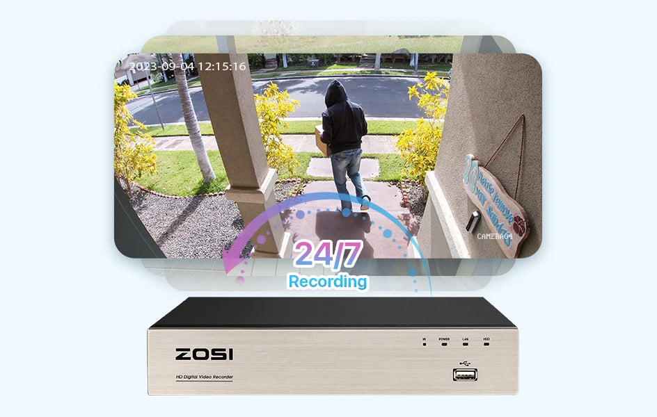 ZOSI 1080P 8 Channel 8CH AHD CVI TVI CVBS DVR 1920*1080 2MP CCTV Video Recorder Hybrid Cam Security System