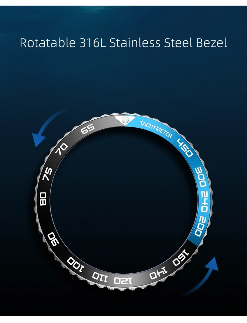 Yelang Watch 44mm V1215 Men Sports Watch Japan Eco-Drive VR42 Solar Diving Watch 100m Waterproof 10Bar Luminous watches for men