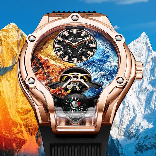 HANBORO Zhuma Mountain Peak Series Men's Fully Automatic Mechanical Watch Hollow Personalized Watch