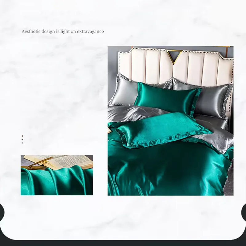 Mulberry Silky-blending Fabric Bedding Set High-end Silky Queen Size Duvet Cover Set with Fitted Sheet Luxury Bedding Sets King