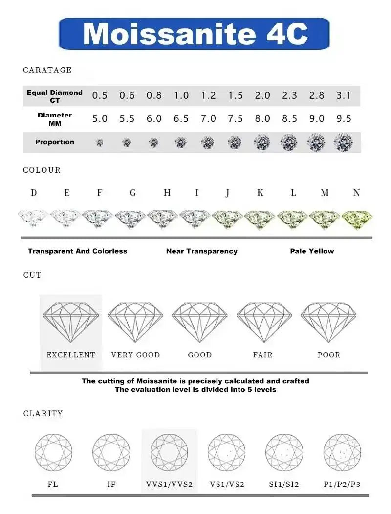 TY 2.0ct Moissanite Earrings For Women Lab Grown Dia Ear Studs Sterling Sier Fine Jewelry Gift S925 Sterling Silver Earrings