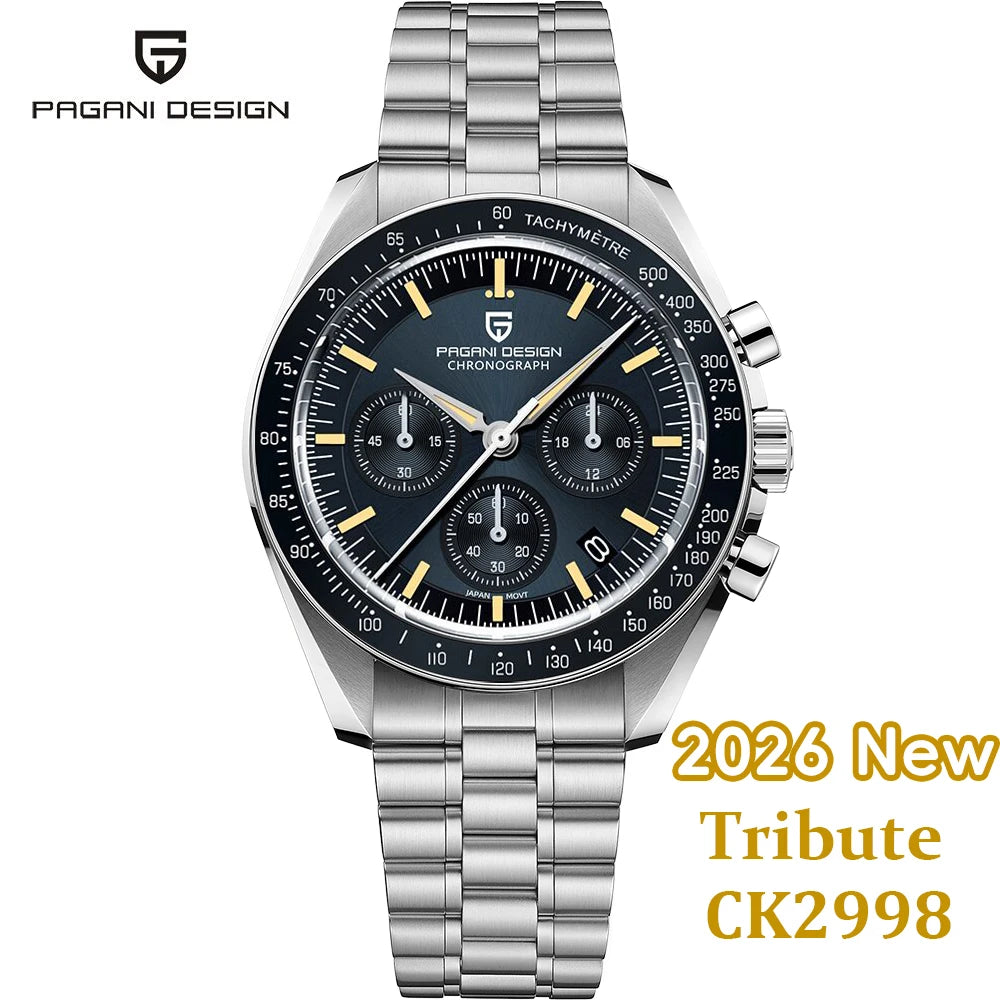 2025 New PAGANI DESIGN Tribute to CK2998 Moon Watch Retro Luxury Quartz Watches For Men Stainless steel Sport Chronograph Man