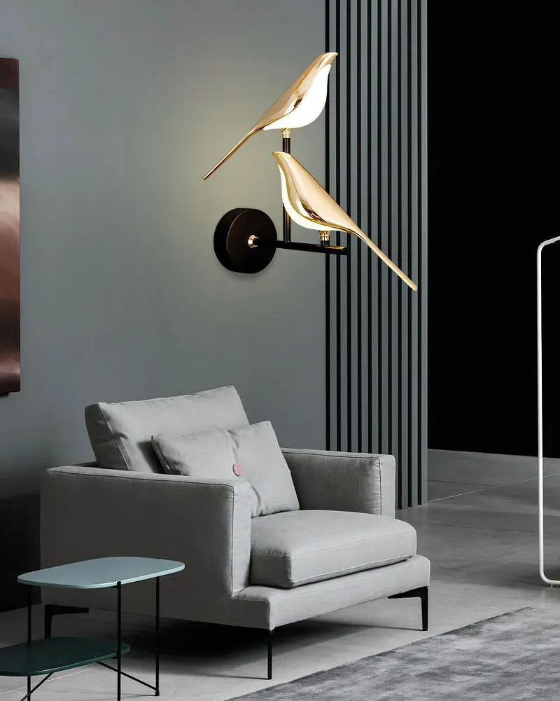 Creative Bird 360° Rotatable LED Wall Lamps Bedroom Bedside Indoor Golden Touch Switch LED Wall Lights Wall Sconce Home