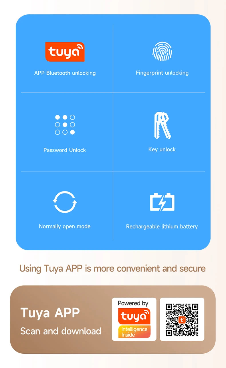 Smart door lock four in one fingerprint password IC card Tuya APP remote unlocking mechanical key suitable for home apartments