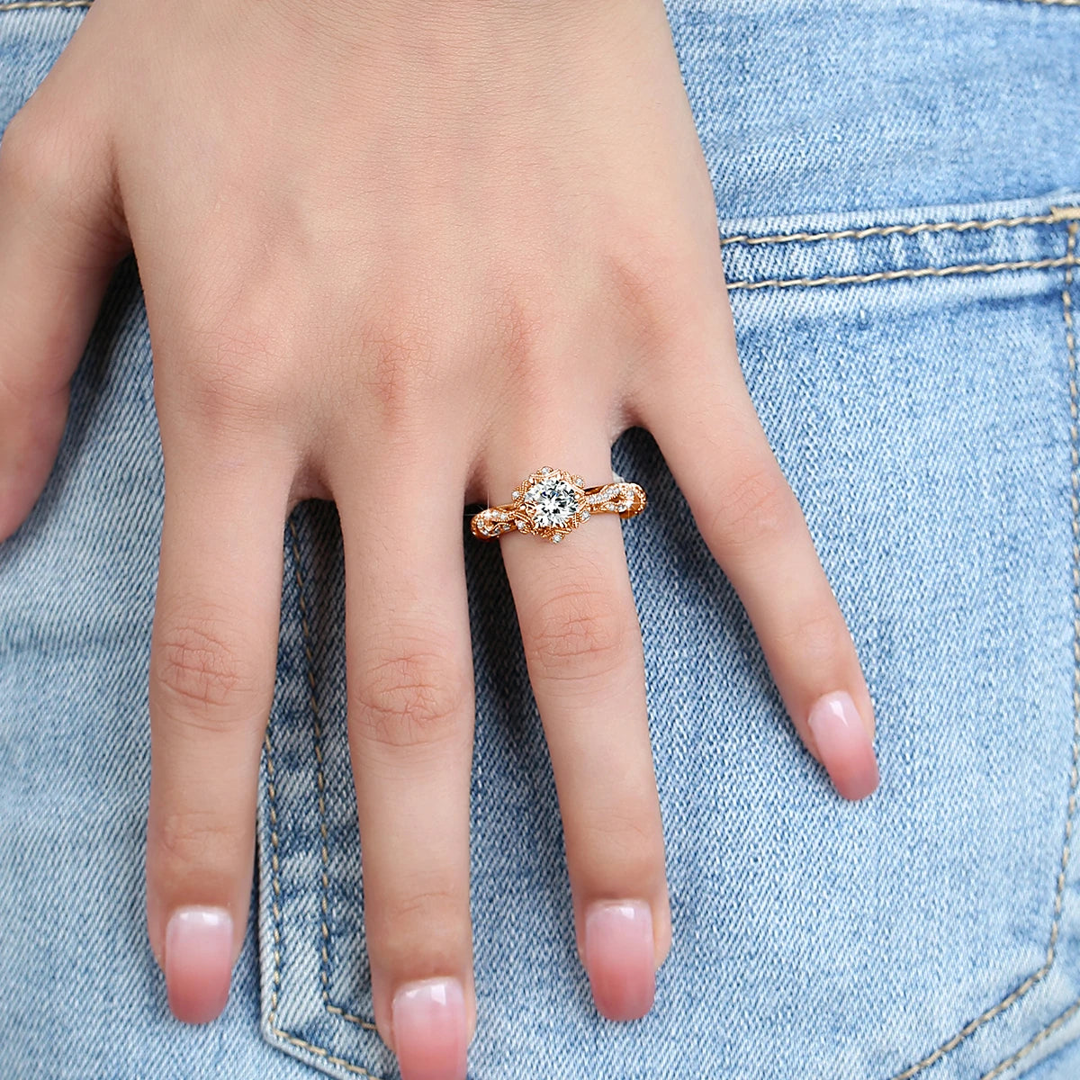 Luxury 18k Gold Plated Women Ring 1ct D vvs1 Moissanite 925 Silver Wedding Band High Quality Engagement Gift Fine Jewelry