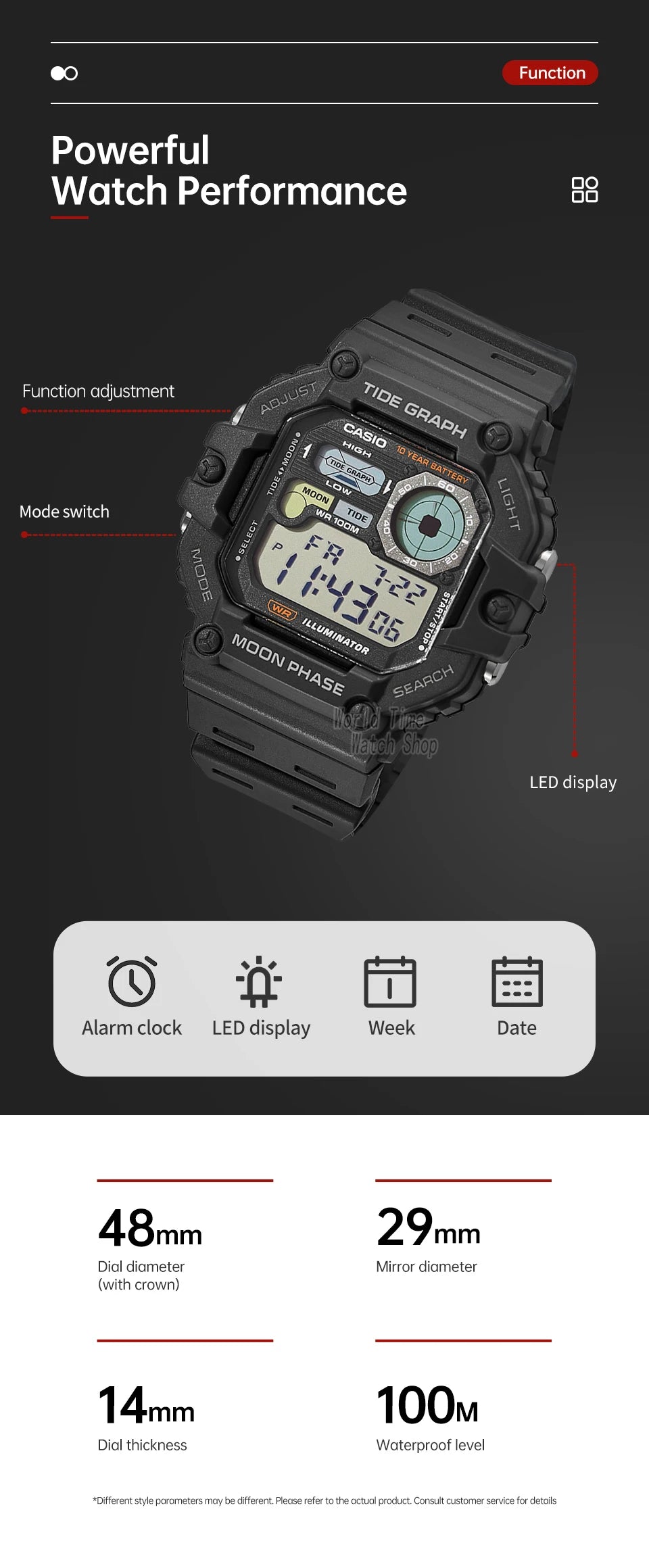 Casio Men's Watch Fashion Sports Outdoor Wristwatch Active Lifestyle Timepiece Casual Design WS-1700H series