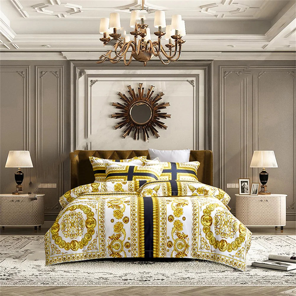 Svetanya 1200TC Golden Egyptian Cotton Bedding Set King Queen Size Sheet Duvet Cover Pillowcase  Linens （custom-made Size）