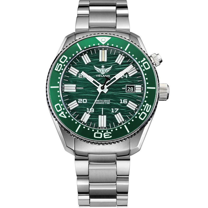 Yelang V1038 40mm Men Diving Watch Human Kinetic Energy Watch Brand Watch 300m Waterproof Watch luminous Japan PX82 Sapphire