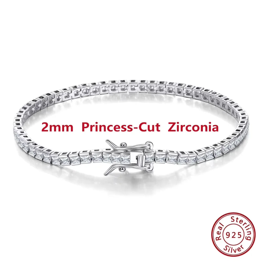 ORSA JEWELS Authentic 925 Sterling Silver Tennis Chain Bracelet Moulding Process Hanmade High-end Hand Chain for Man Woman SB128