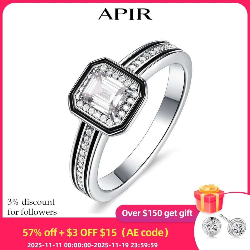 APIR Claw Inlaid Grandmother Cut 5A Square Zircon Ring for Women Man K Gold Plated Rose Gold Fashion Luxury Quality Jewelry Ring