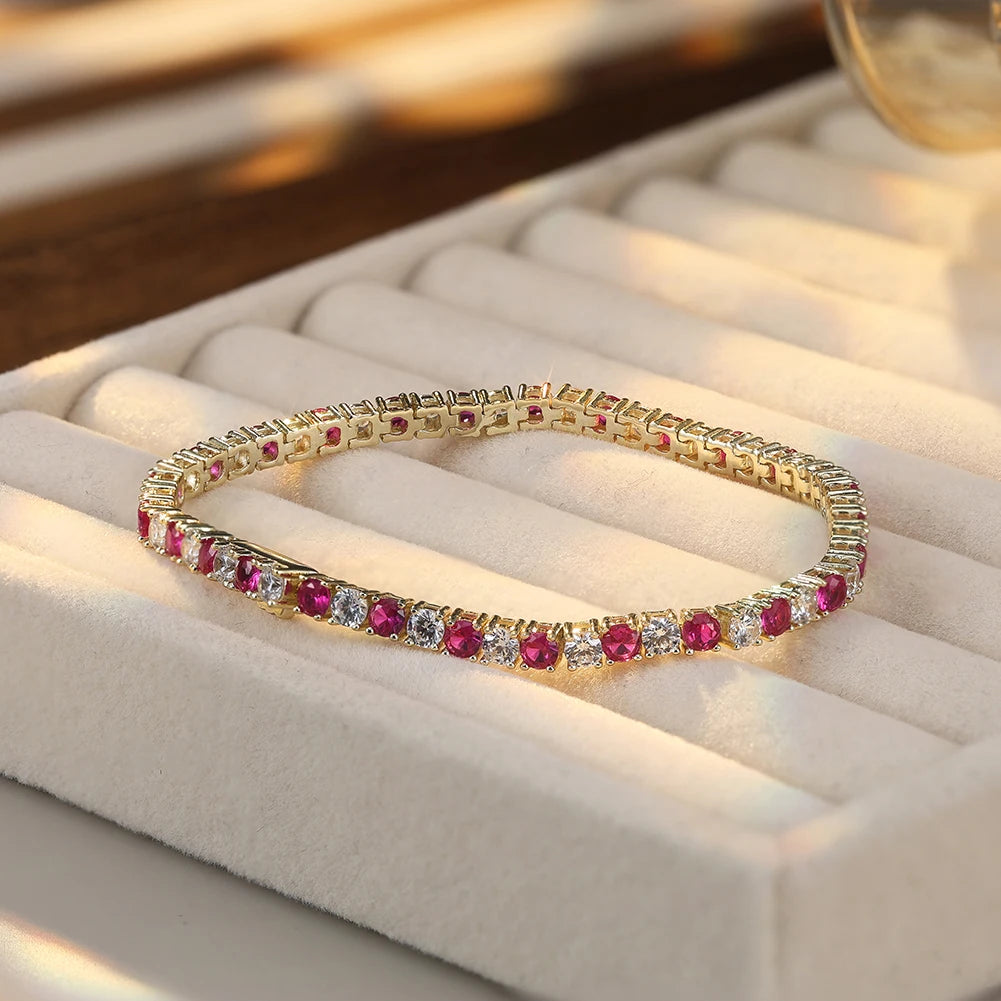 ORSA JEWELS Exquisite 3mm Sapphire Blue Sparkling Tennis Bracelet S925 Sterling Silver Cubic Zirconia Fashion CZ Bracelet SB137