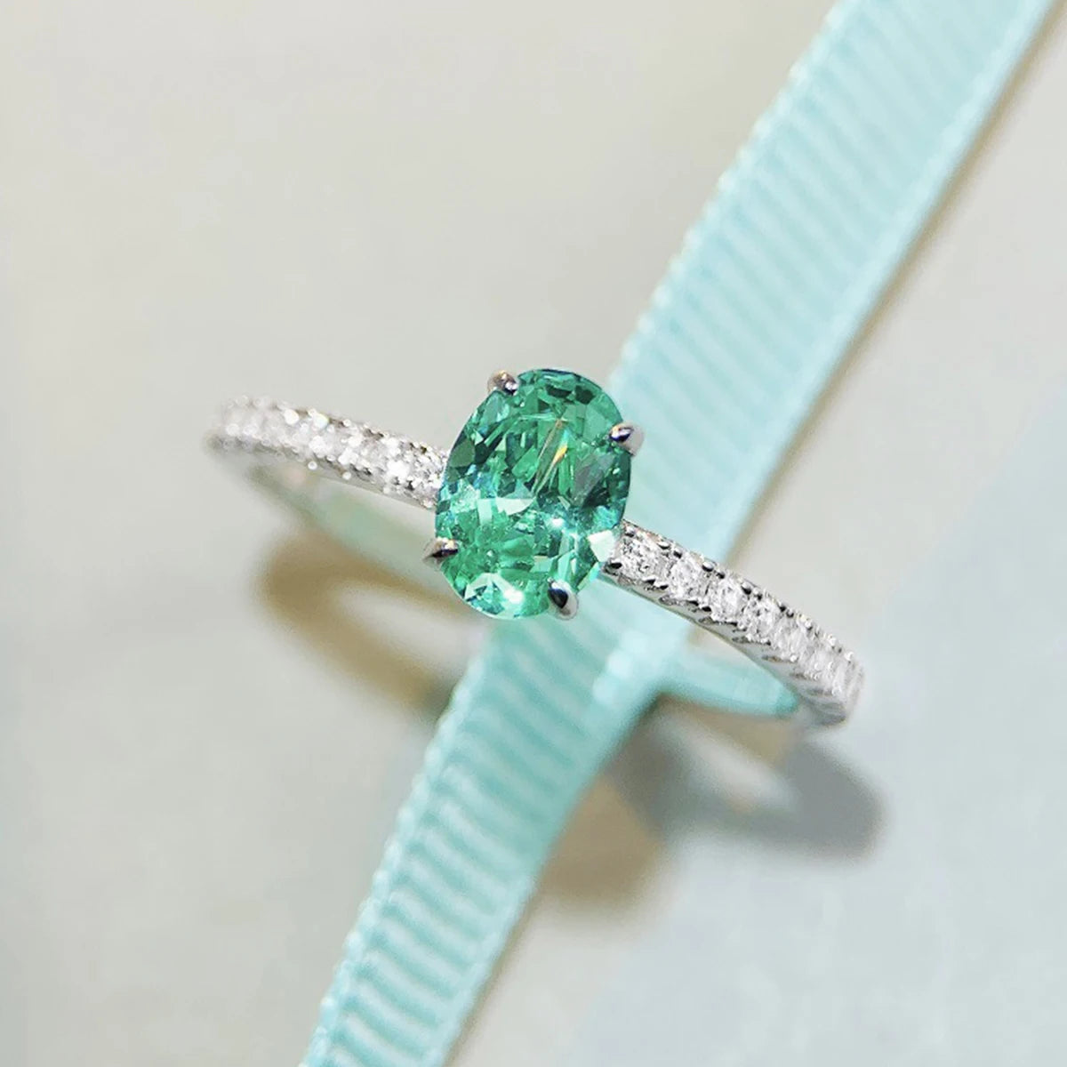 Genuine S925 Sterling Silver Ring 1CT Oval High Carbon Zirconia With CZ Tri-Color Jewelry Wedding Engagement Anniversary Gift