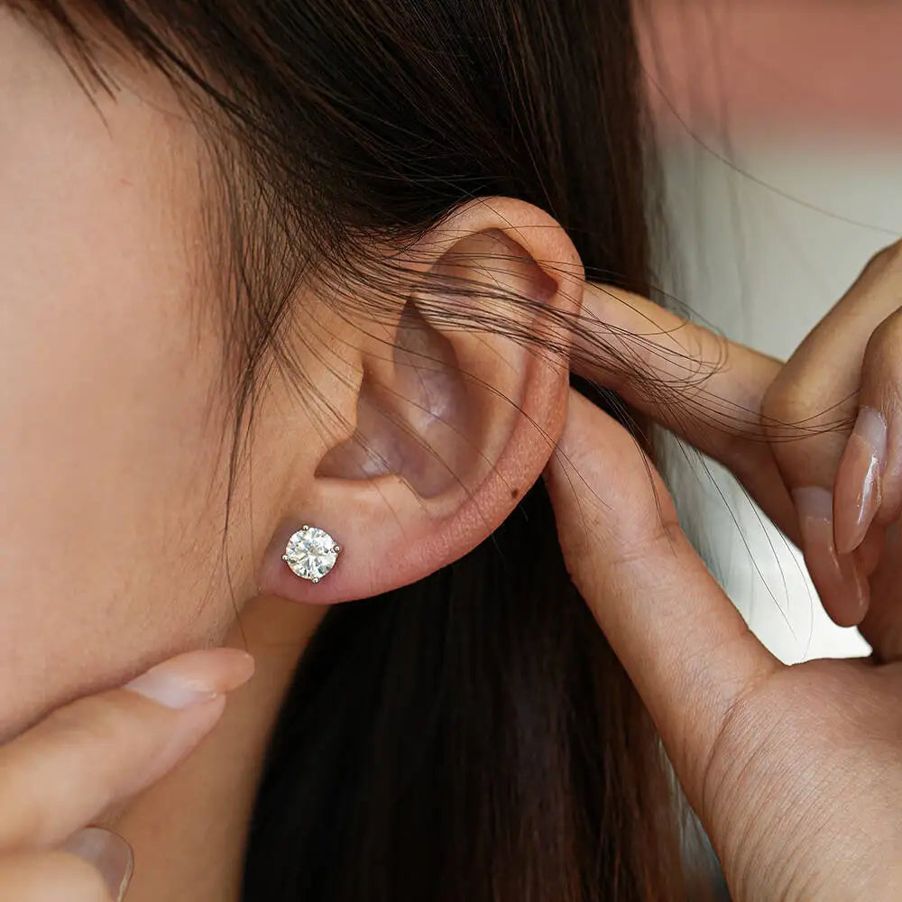 TY 2.0ct Moissanite Earrings For Women Lab Grown Dia Ear Studs Sterling Sier Fine Jewelry Gift S925 Sterling Silver Earrings