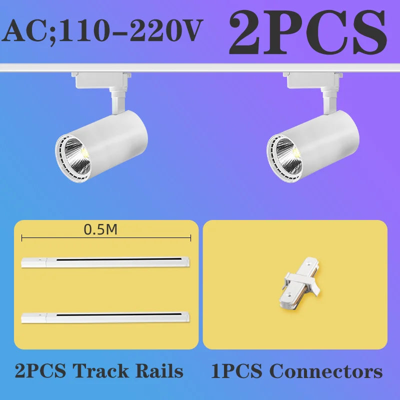 Full Set Led Track Light Fixture Rail 110-220V COB Ceiling Track Lamp 20/40W Spot Lighting For Clothing Shop Living Room Home