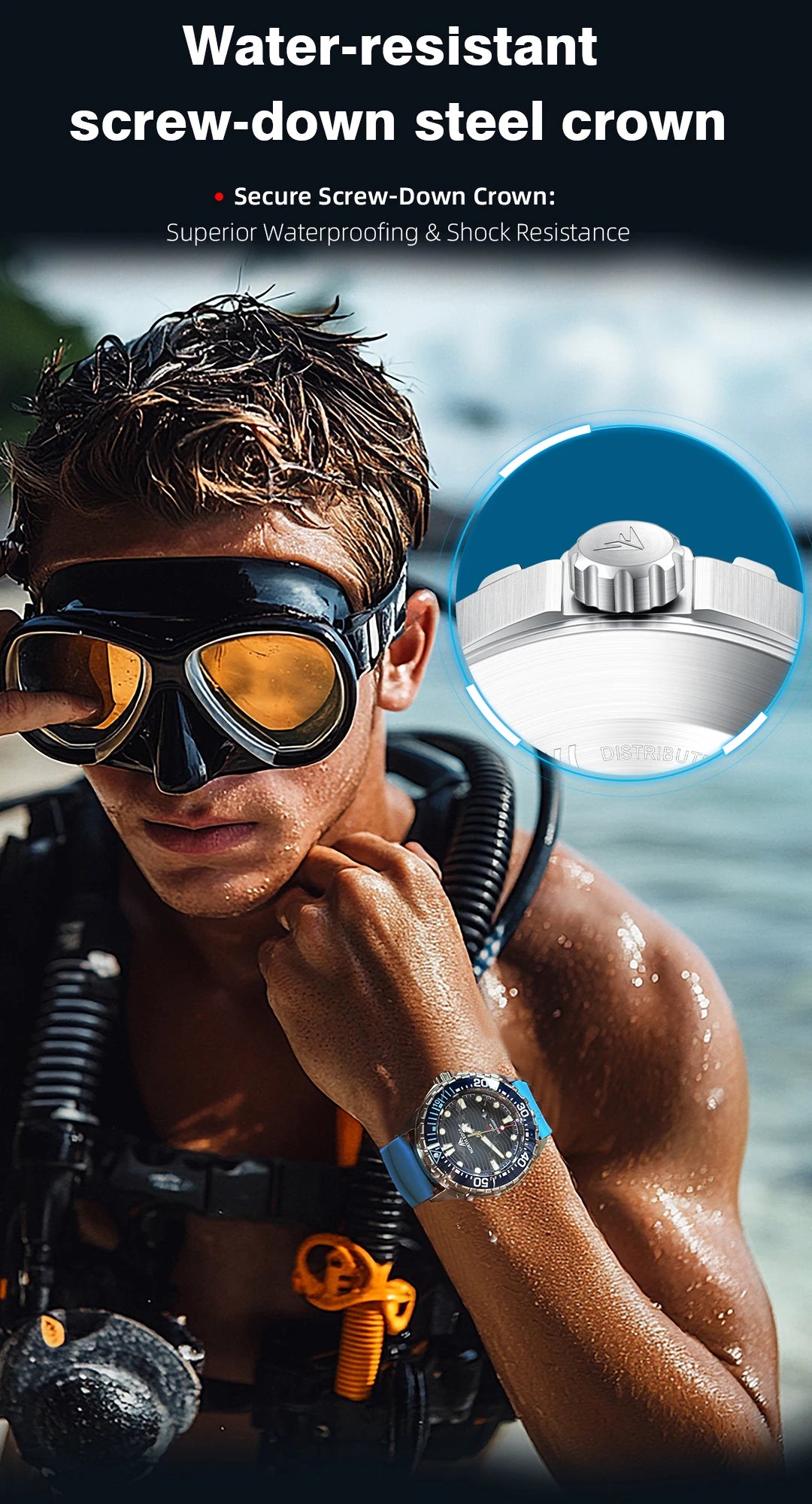 NORTH EDGE 2025 New TRITON Solar Powered Dive Watch Men Luxury Quartz Watches For Men 316L Stainless Steel Case Waterproof 300M