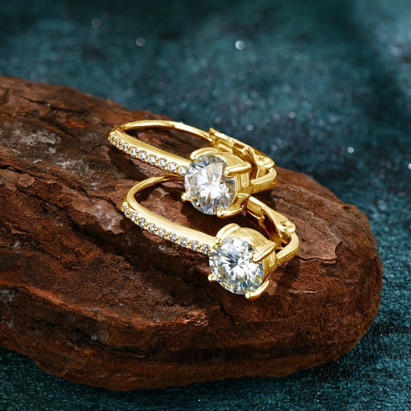 Trendy 14K Gold Plated Earrings 2023 Silver Hoops 925 Dangle Earrings for Women Lever Back Moissanite Earring Drop Girls Jewelry