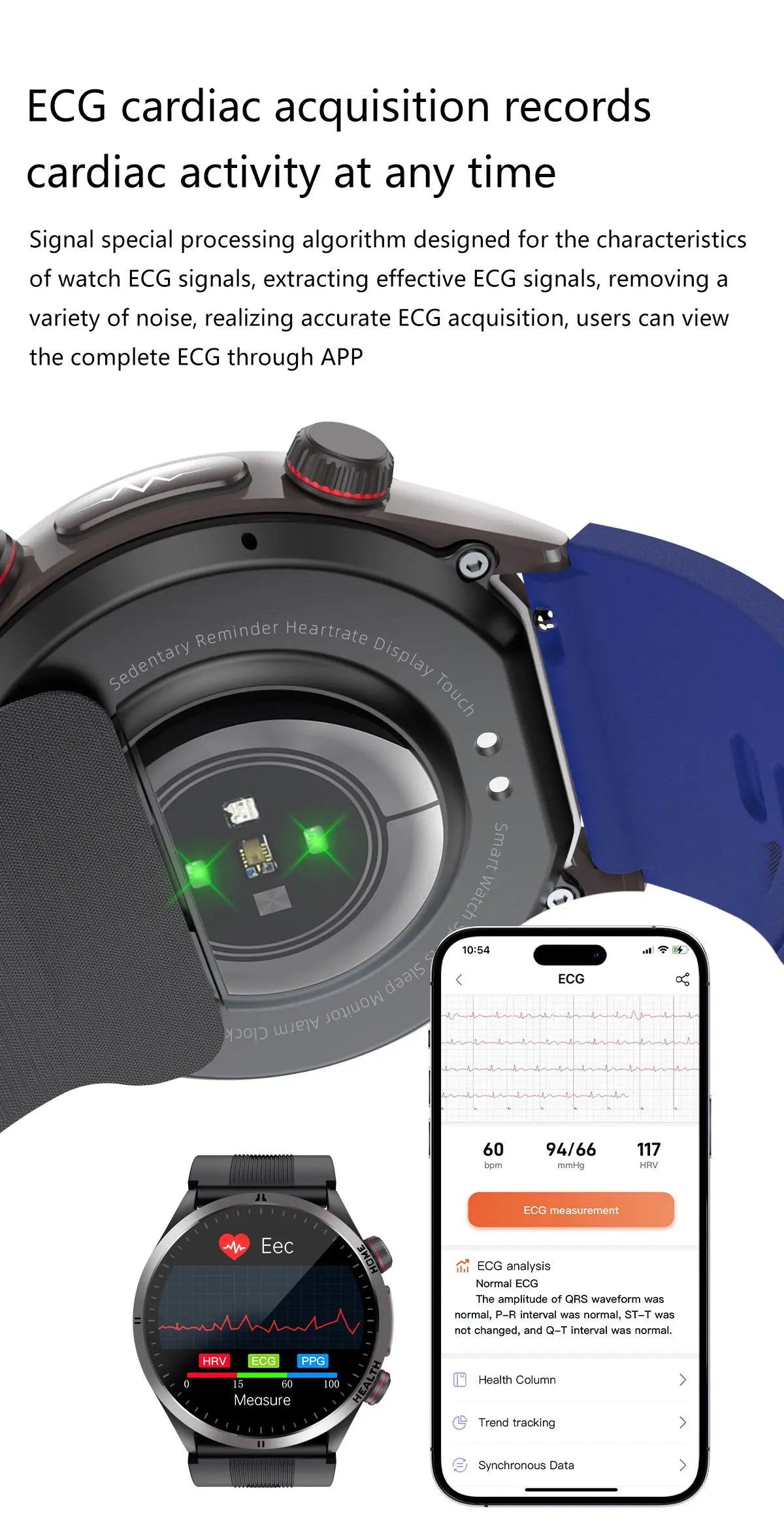 Smartwatch AMOLED Screen Call ECG Sport Watchs Air pump Measurement BP Micro physical examination AI dial Smart Watch Men Women