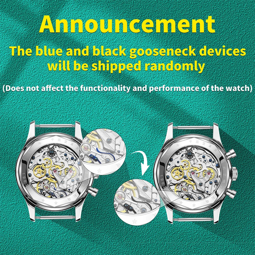 RED-STAR 38mm Men's 1963 Chronograph Mechanical Watch Pilot with Seagull Movement ST1901 Air Force Aviation Sapphire Goose 40mm