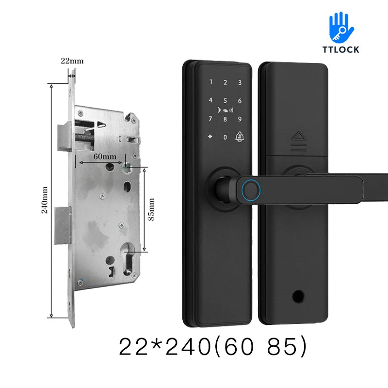 2025 Smart Door Lock With Bluetooth-compatible TTLock APP Digital Electronic Lock Smart Home Wooden Door Lock Fingerprint