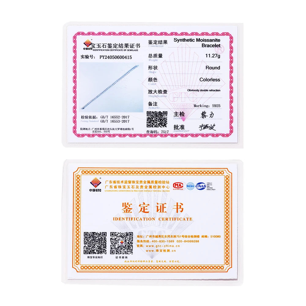 ATTAGEMS 4.0mm 5.0mm DVVS1 Pass Diamond Test Round Cut Moissanite Tennis Bracelet White Gold Plated 925 Silver Jewelry for Women