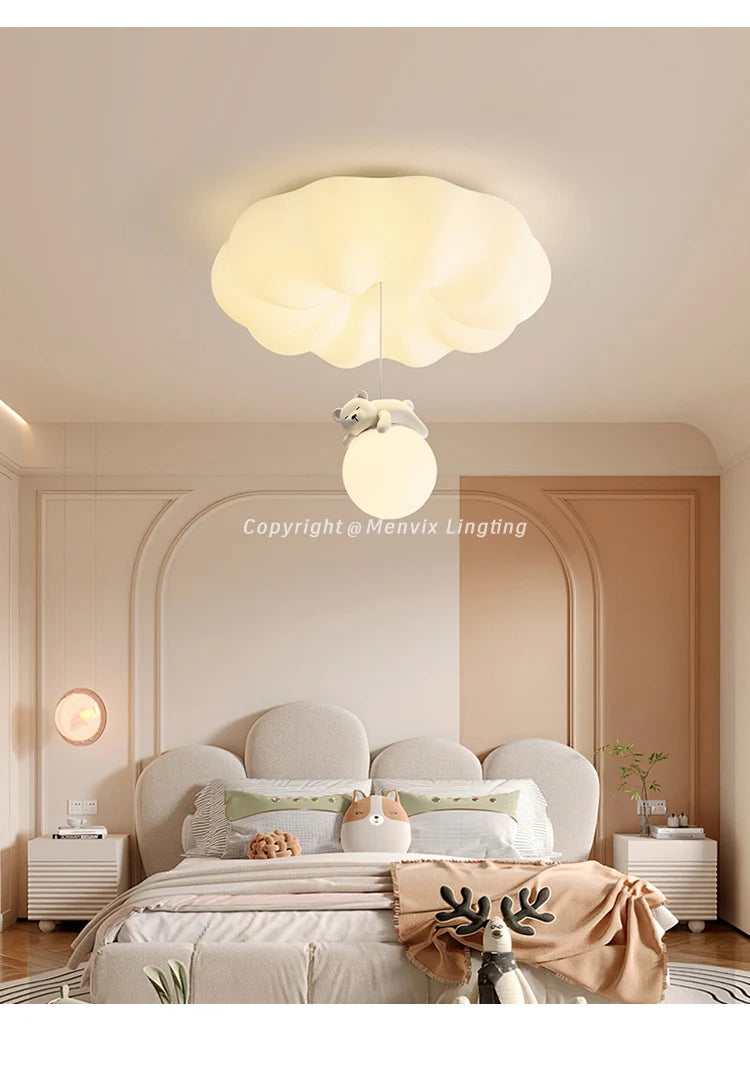 Menvix Bear Cream Modern Ceiling Light Simple Indoor Wall Lamps for Living Room Bedroom - 2025 Style Lighting Decoration