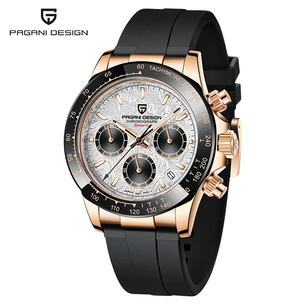PAGANI DESIGN 2025 New PD-1644 Meteorite Dial Fashion Men Quartz Wristwatches 100M Sapphire Glass Chronograph relogio masculino