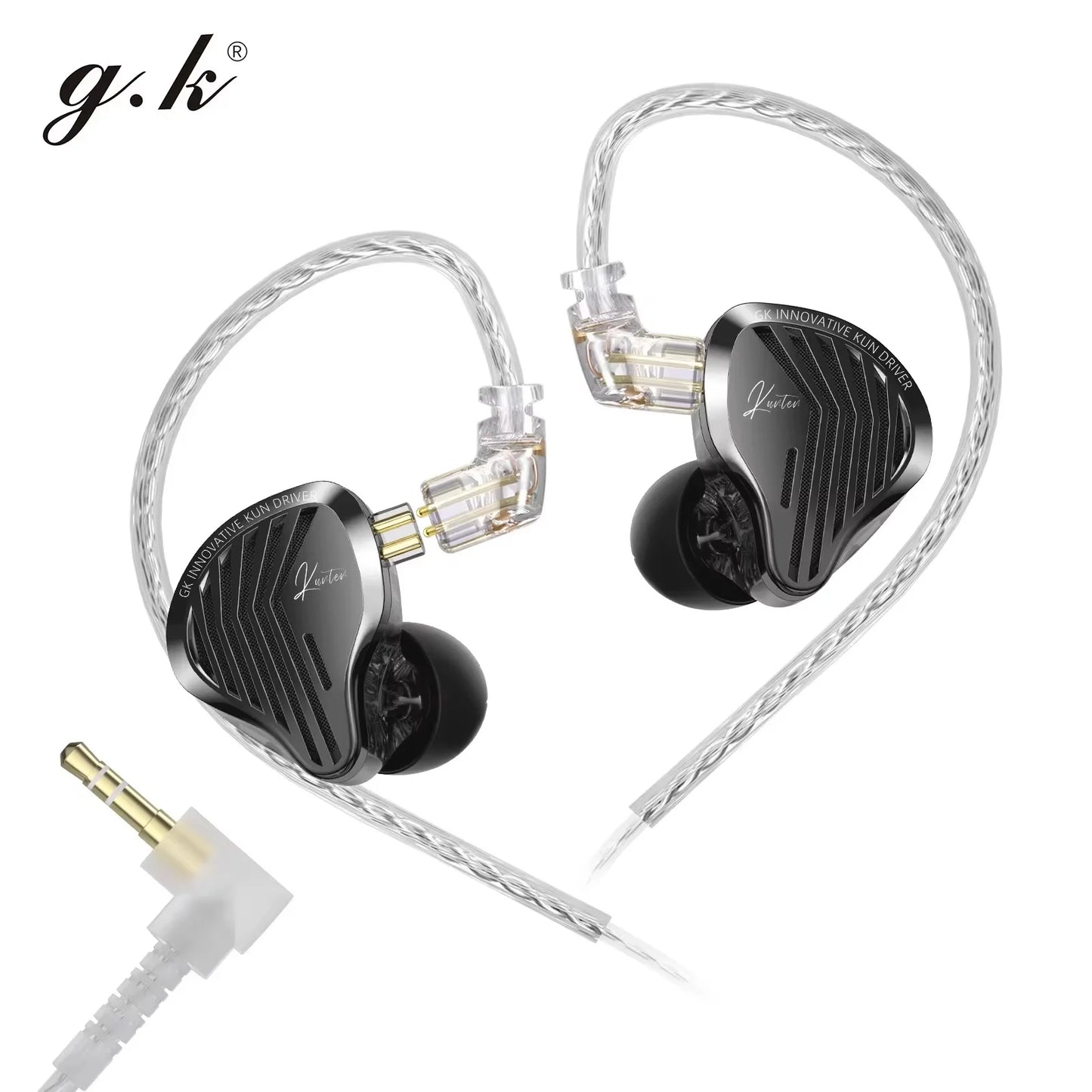 Kz Gk Kunten Dynamic Drive Headphones Hifi 2pin Heavy Bass Earbuds Metal Headphones Detachable Sports Gamer Headphones Custom