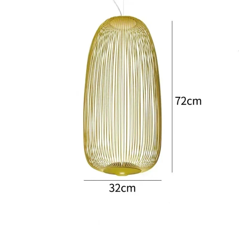 Minimalist Birdcage Hanging Light Italian Pendant Lamp Designer Spokes 1/2 Light  Home Decor Stairway Spot Lighting