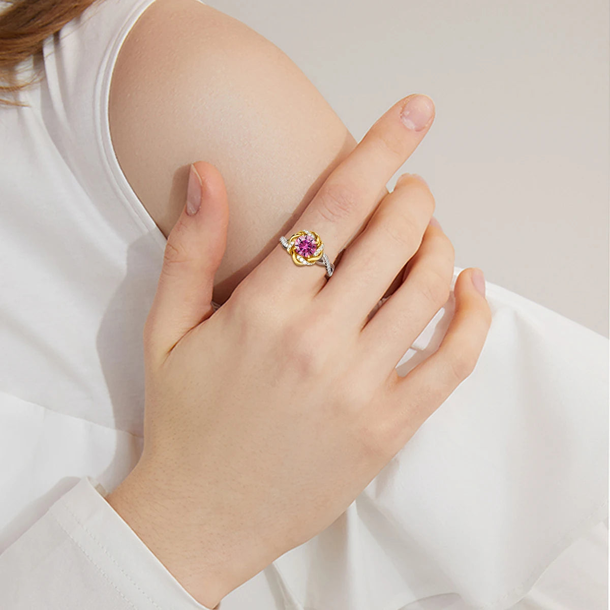 1ct to 3ct Moissanite Diamond Certified Ring Original Sterling Silver 925 Rings for Women Twist Floral Luxury Wedding Jewelry