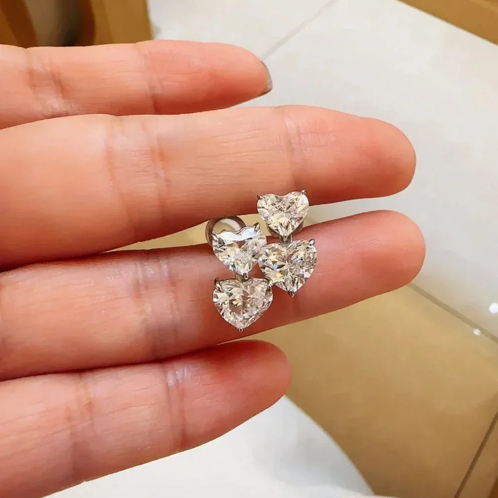 GRA Certified Heart Cut Moissanite Drop Earrings for Women 3/6cttw Luxury Quality Lab Diamond S925 Sterling Silver Bride Jewelry