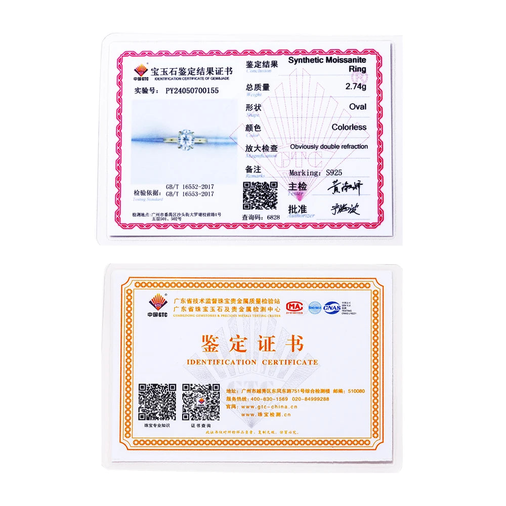 ATTAGEMS Oval Cut 9*7mm 2CT D VVS1 Moissanite Rings S925 Sterling Silver for Women Engagement Wedding Lady's Jewelry Gift Luxury