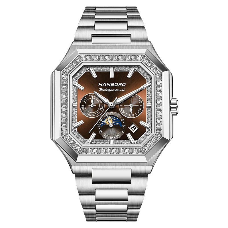 HANBORO Square Men's Fully Automatic Mechanical Watch Multi functional Fashion Trend Watch