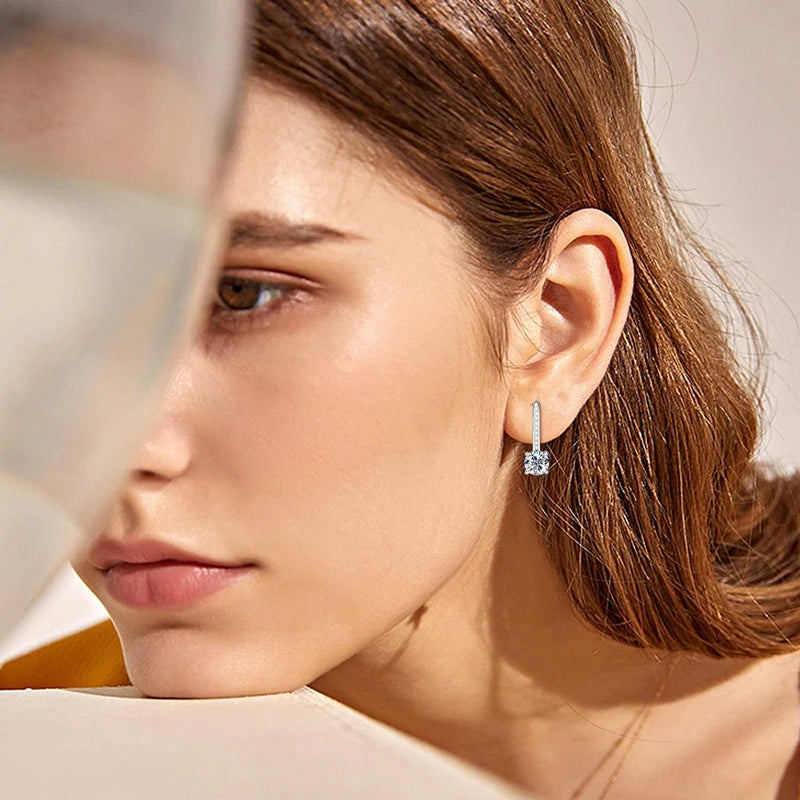 Trendy 14K Gold Plated Earrings 2023 Silver Hoops 925 Dangle Earrings for Women Lever Back Moissanite Earring Drop Girls Jewelry