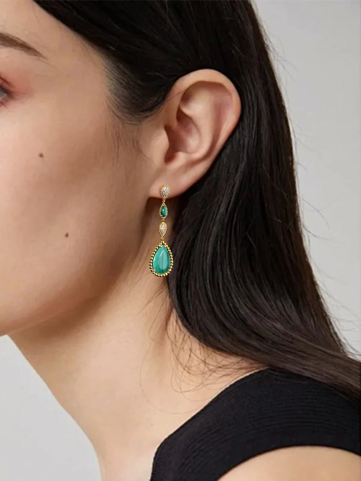 APIR Mother of Pearl Water Drop Earrings Bohemian Style Women's Earrings Chalcedony/Garnet Dangle Earrings Daily Lowest Price