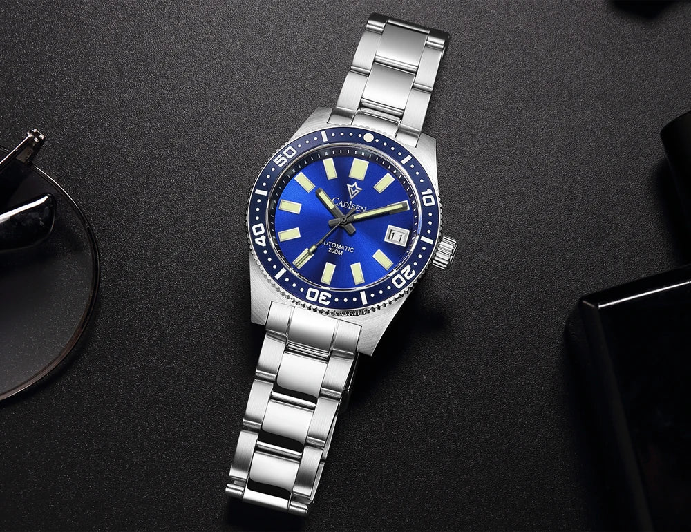 CADISEN New 38mm Diver Mens Watch Japan NH35A Automatic Mechanical Sapphire Glass Date Luminous 200M Waterproof Wrist watch Men