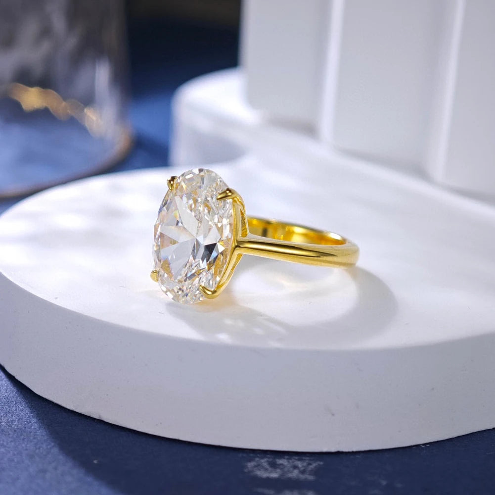 FIRERING 100% 5ct Oval Moissanite Ring 8x12MM with Certificate Passed Diamond Test Rings Women Wedding Jewelry Gift S925 Silver