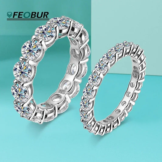 3mm 5mm D Color Moissanite Full Eternity Ring Engagement Wedding Band with GRA 925 Sterling Silver Rings for Women Fine Jewelry