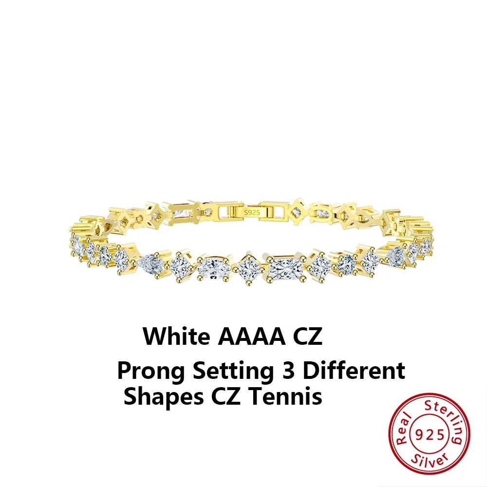 ORSA JEWELS Authentic 925 Sterling Silver Tennis Chain Bracelet Moulding Process Hanmade High-end Hand Chain for Man Woman SB128