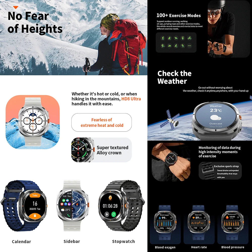 2026 New Watch8 Ultra Smart Watch Classic NFC Health Monitoring  Bluetooth Call 3ATM Waterproof HD Smartwatch For IOS Android