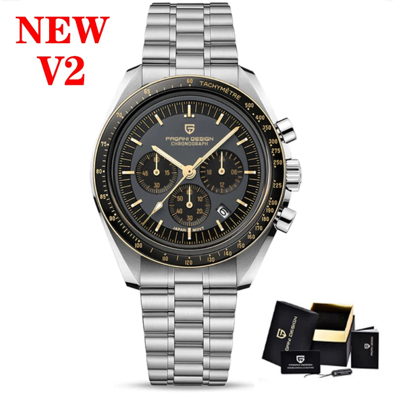 PAGANI DESIGN PD1701 Gold Luxury Men's Watches Quartz Wristwatches Chronograph VK63 Watch For Men AR Sapphire Mirror Clock Gifts