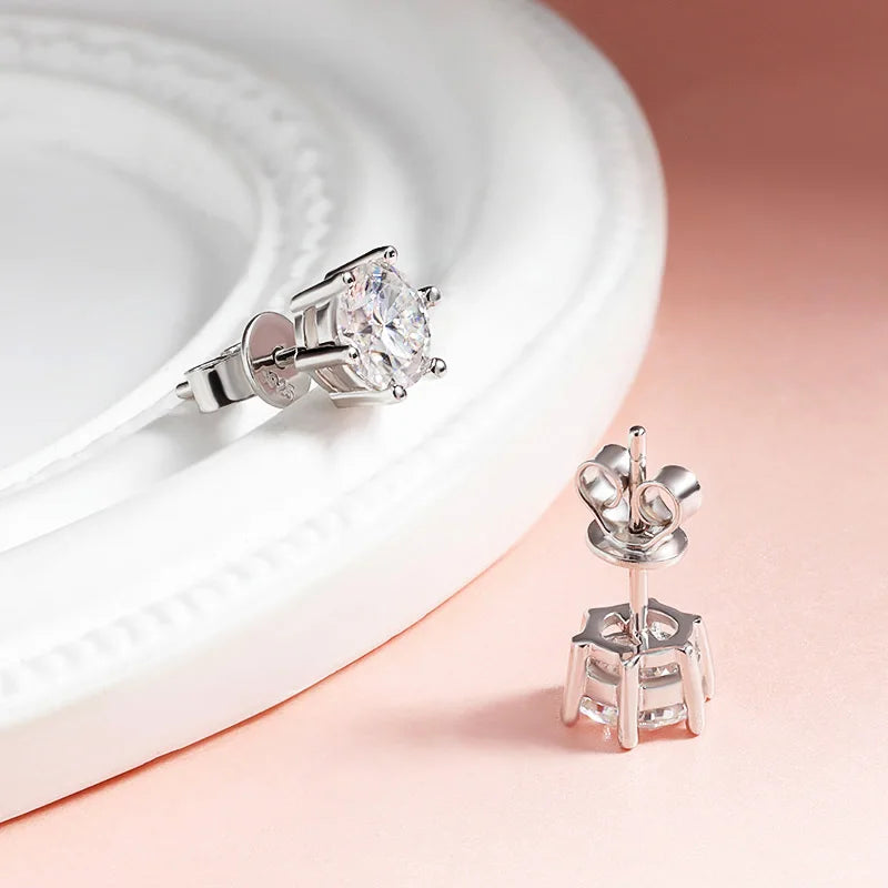Smyoue 0.1-3CT Certified Moissanite Stud Earring for Women Classic Sparkling Lab Diamond Sterling Silver 925 Jewelry 6-Claws