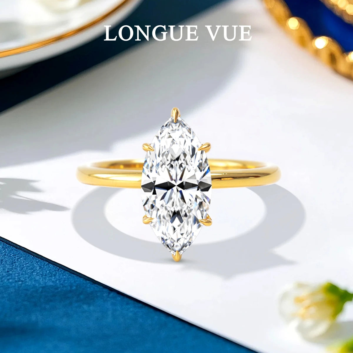 With GRA Certificate 3CT Marquise Moissanite Rings for Women 925 Silver Thin Ring Engagement Wedding Accessories Jewelry