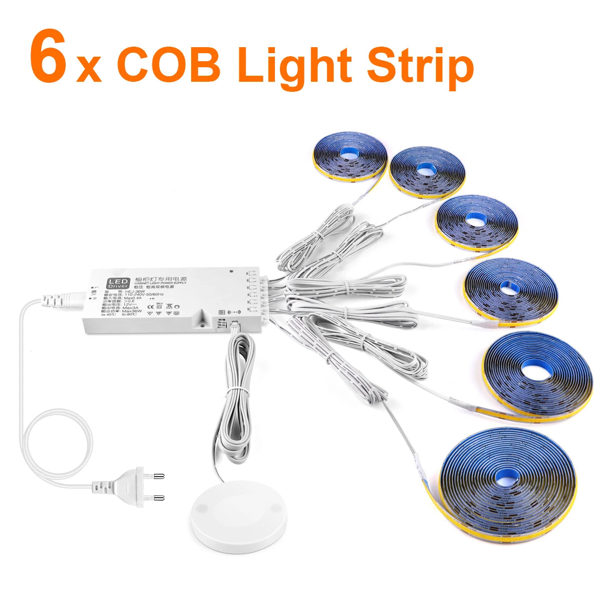 Under Cabinet COB Led Strip Penetrable Wood Touch Sensor Light Dimmable Night Lamp For Bedroom Wardrobe Indoor Kitchen Lighting
