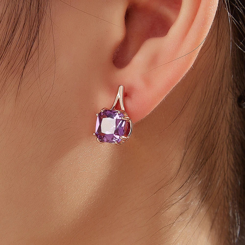 New Created nano Alexander Gemstone 925 sterling silver rose gold earring fashion simple design fine jewelry for women