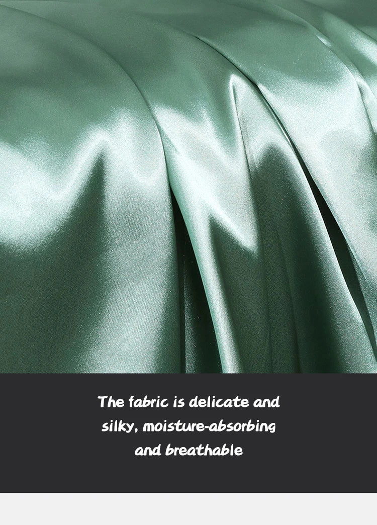 Luxury Satin  Bedding Set With Flat Sheet Duvet Cover High End Bedding Set  High Density Satin  Solid Color Bedding