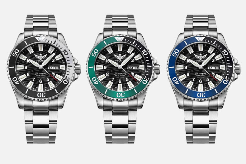 Yelang V1217 300m Diving Solar Watch Japan VS43 Swiss Super Luminous Water Ghost Waterproof Top Sapphire Aluminum Bezel Reloj
