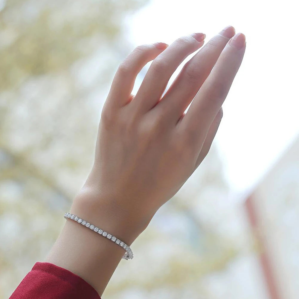 3/4/5mm Real Moissanite Tennis Bracelet for Women Man Original 925 Sterling Silver Plated 18k Gold Diamond Bracelets with GRA