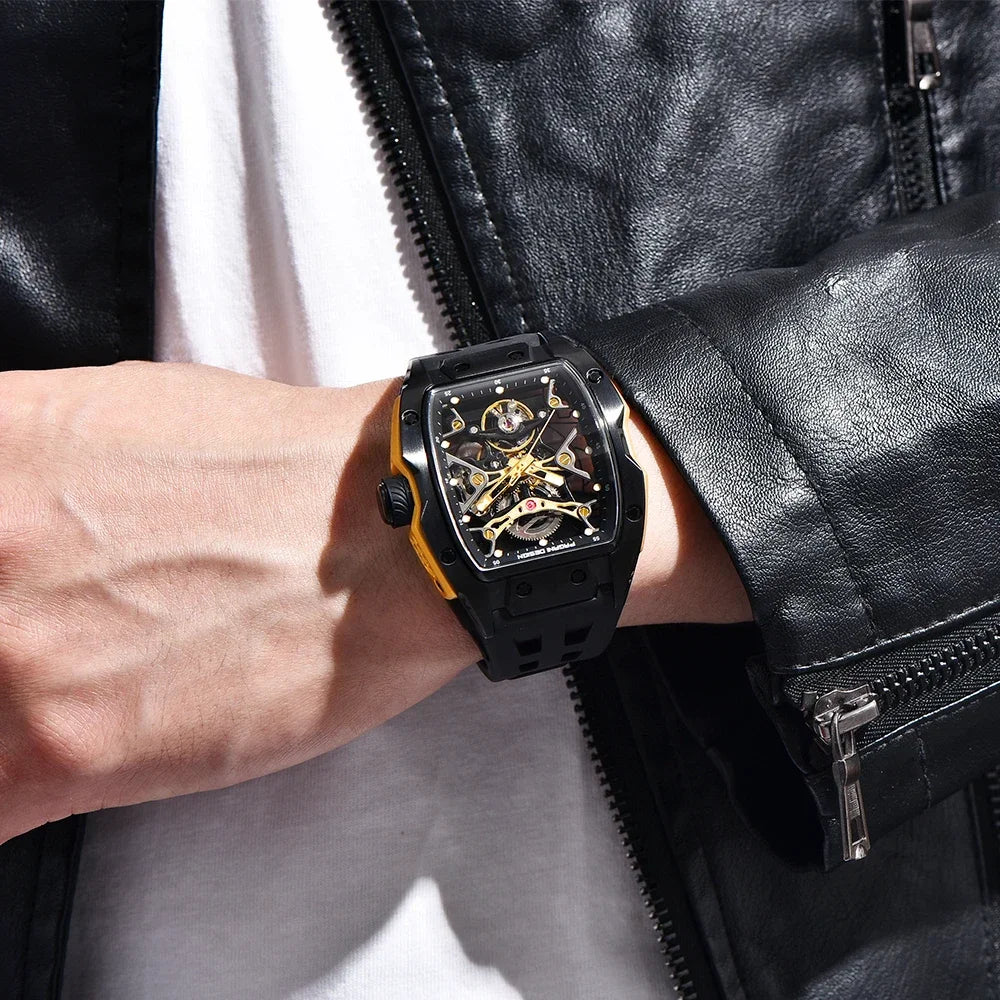 2025 new pagani design men's skeleton high-end watch rubber starp waterproof luminous fashion trend automatic mechanical watch.